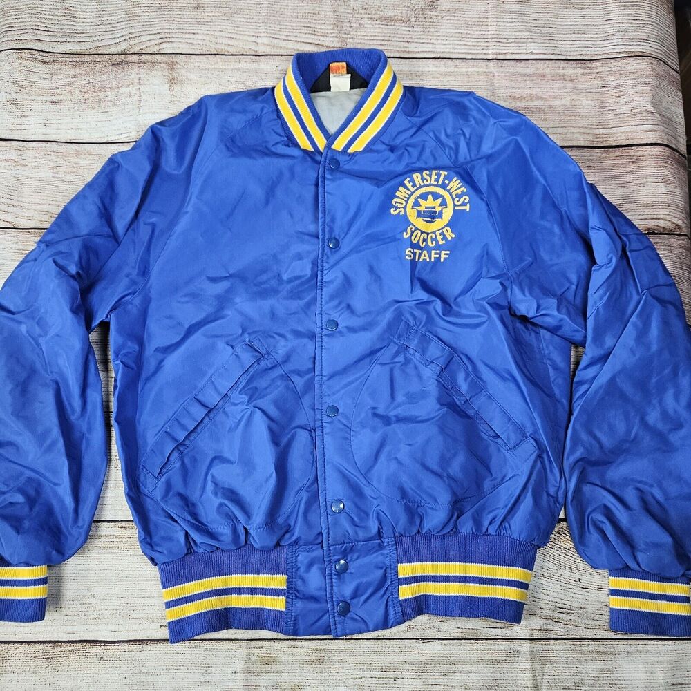 Satin Bomber Jacket Vintage Pla-Jac Dunbrooke Mens Jacket 40M42 Soccer Staff USA